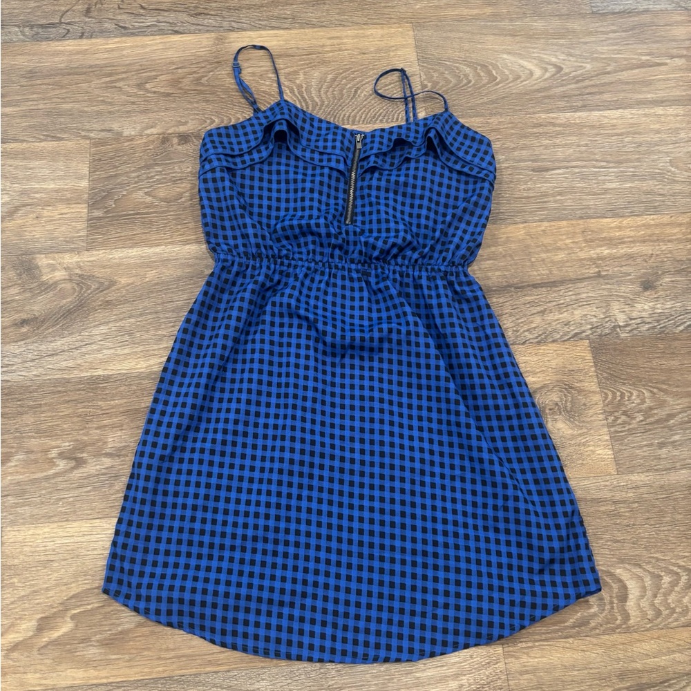 Roxy Blue & Black Check Mini Dress – Size Small